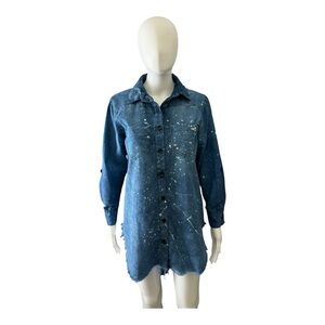 Thrill Jeans Blue Denim Button-Up Hi-Lo Shirt Size M